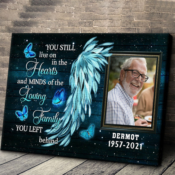 Personalized Canvas - You Still Live On In The Hearts - Sympathy Gifts Loving Family