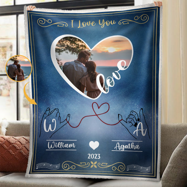 Personalized Photo Blanket - Couples Loving Gift - Gift For Wife Husband Boyfriend Girlfriend