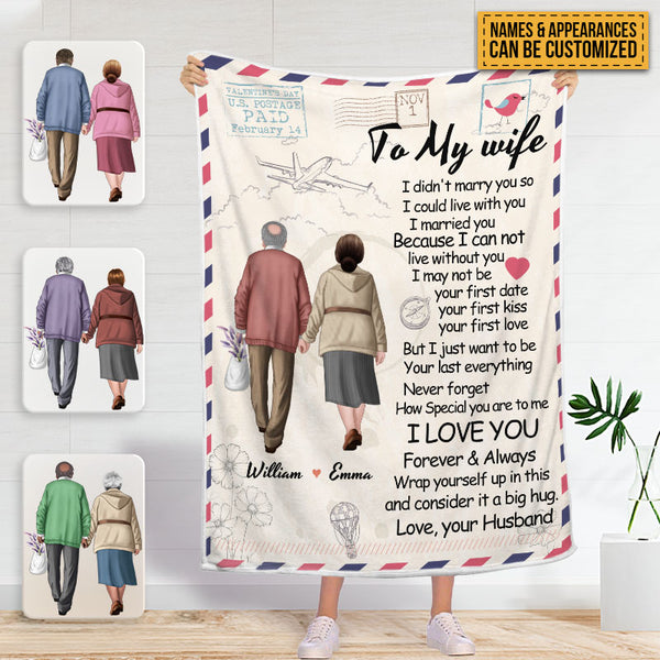 Love You Forever & Always Wrap Yourself Up In This Blanket  - Old Couple - Personalized Blanket