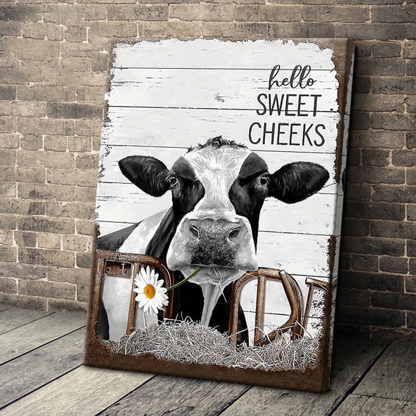 Cute Cow Picture Painting Canvas Wall Art For Bathroom Bedroom