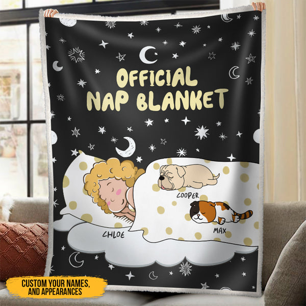 Official Nap Blanket - Cute Pet Gifts Pet Mom Personalized Custom Fleece Flannel Blanket