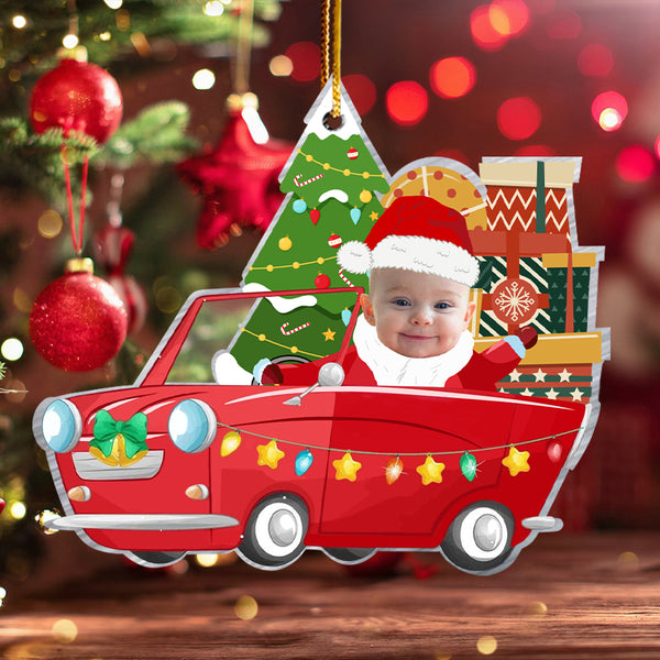 Kid Christmas Car, Personalized Acrylic Photo Ornament,  Christmas Gifts for Kids