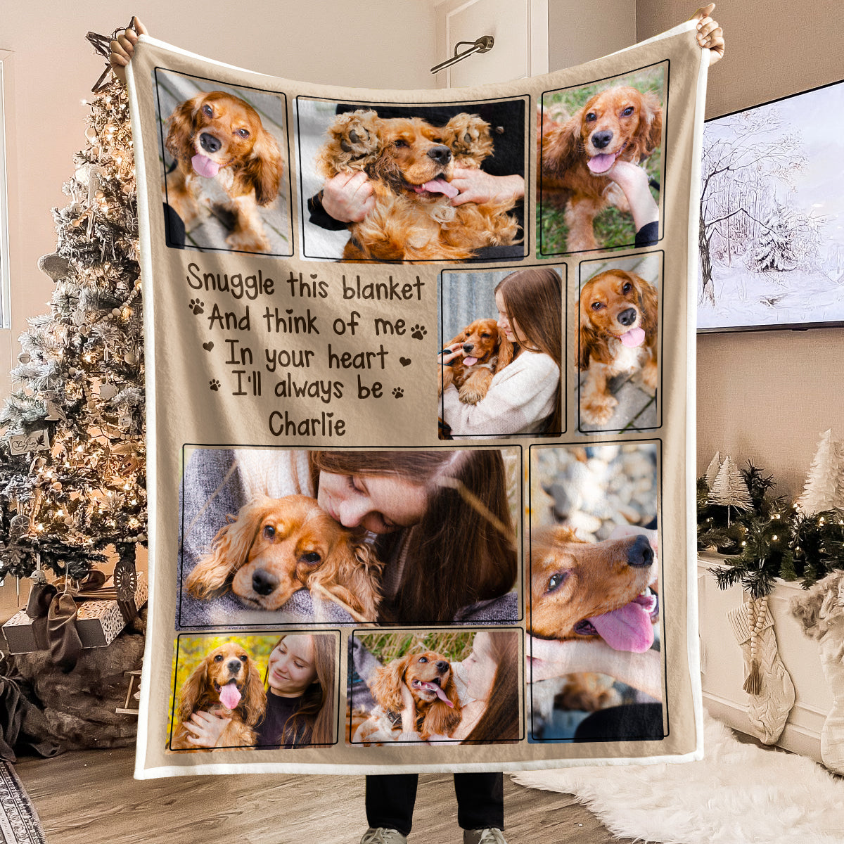 Custom Photo When You Miss Me, Have No Fear Wrap Yourself In This Blanket - Memorial Personalized Custom Snuggle Blanket, Hoodie Blanket - Sympathy Gift, Christmas Gift For Pet Owners, Pet Lovers main image 1