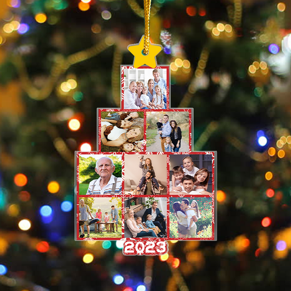 Custom Photo Personalized Acrylic Ornament Photo Family Tree Christmas Gift For Family