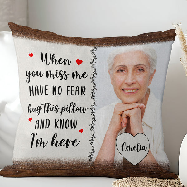 Custom Photo Hug When You Miss Me - Personalized Custom Pillow - Memorial Gift For Family