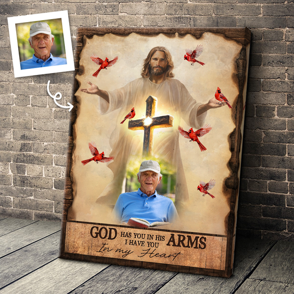God Has You In His Arms - Memorial Gifts - Personalized Canvas Prints
