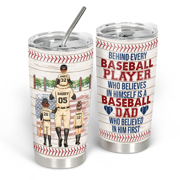 Baseball Player Baseball Dad - Customized Personalized Tumbler - Gift For Dad Father's Day Gift