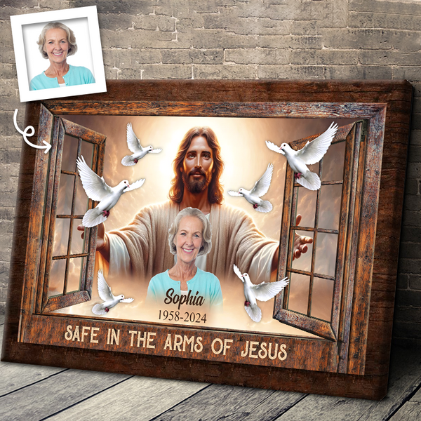 Safe In The Arms Of Jesus - Memorial Gifts - Personalized Canvas Prints