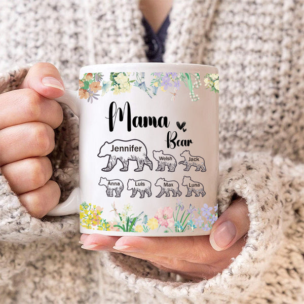 Personality Customized Mug - Floral Mama Bear - Gift For Mother