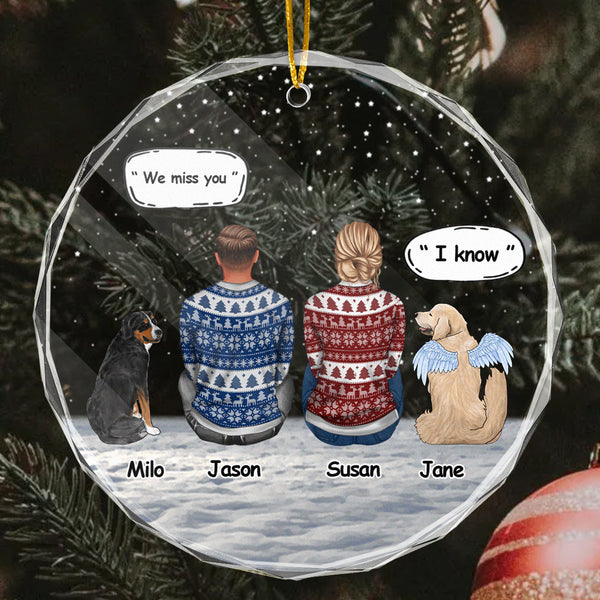 We Miss You - Personalized Customized Glass Ornament - Memorial Gift For Pet Loss Owners, Dog Mom, Dog Dad, Dog Lover