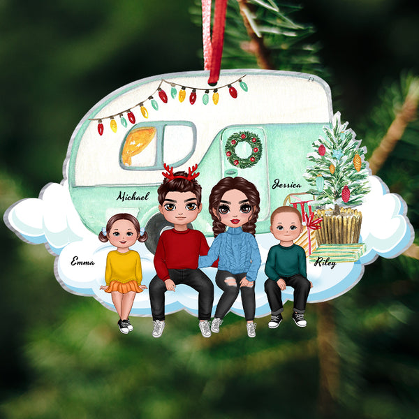 Personalized Acrylic Ornament Family Couple On Christmas Truck Gift For Family, Couple