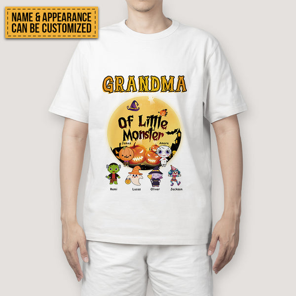 Grandma Of Little Monsters - Family T-shirt - Character Halloween Costumes Gift For Grandparents Personalized Custom T-shirt
