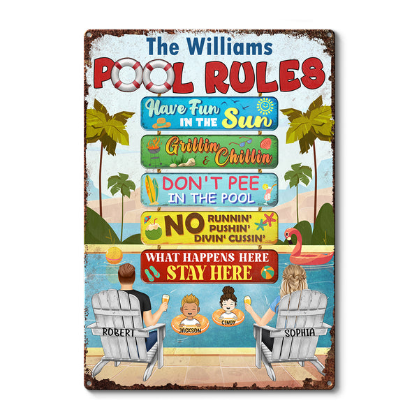 Pool Rules Have Fun In The Sun - Personalized Classic Metal Signs