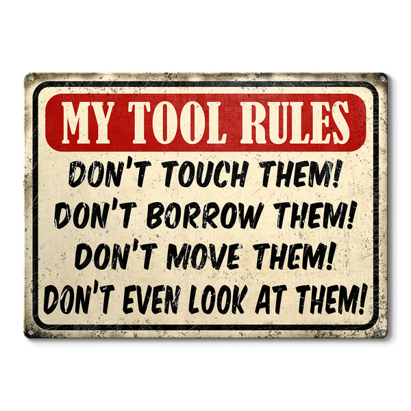 Tool Rules Metal Sign Home Decoration Tool Room Warning Sign