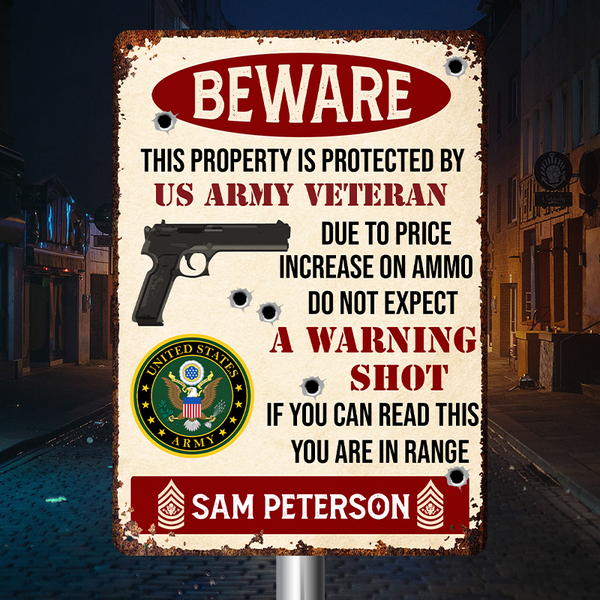 Military Themed Beware Warning Sign - Personality Customized Metal Sign