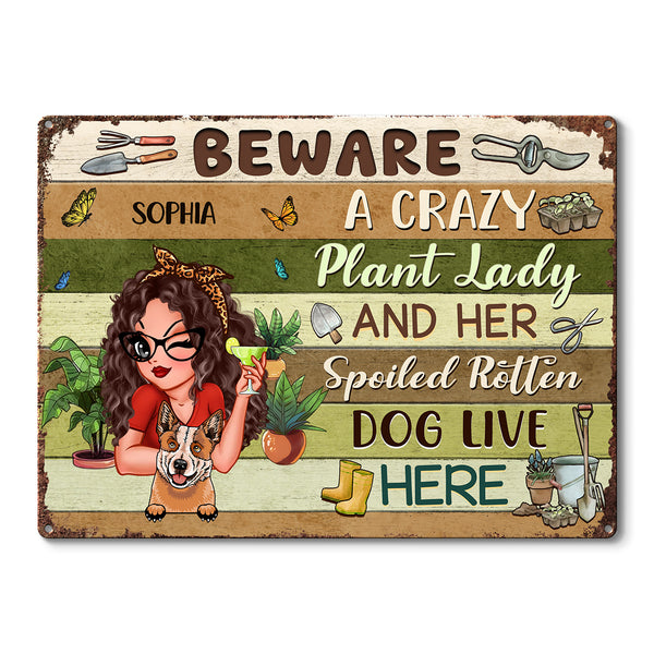 Plant Lady & Her Spoiled Rotten Dogs - Personalized Classic Metal Signs - Gift For Dog Lovers