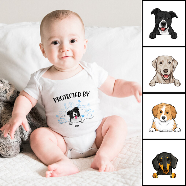 Protected By Dogs -  Family Birthday Gift Personalized Custom Baby Onesie