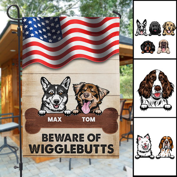 Beware Of Wigglebutts Stars And Stripes Gift For Dog Lover Personalized Custom Flag