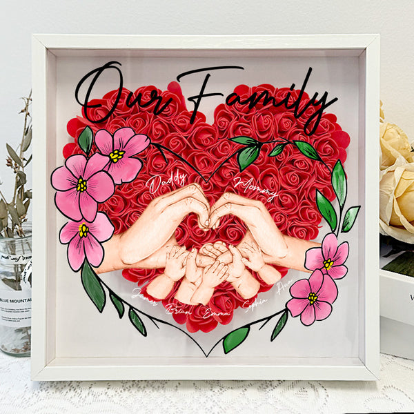 Our Family Hands Home Decor Gift Personalized Custom Flower Shadow Box