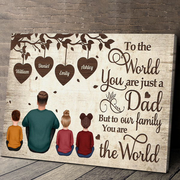 Heart Tree To The World You Are a Father - Personalized Customized Canvas - Gift For Family, Dad