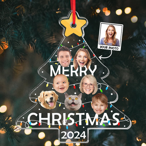 Custom Photo Christmas Tree -  Personalized Acrylic Ornament - Gift For Family, Best Friends