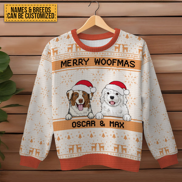 Merry Woofmas - Ugly Sweater - Christmas Gifts For Dog Lovers Personalized Custom Ugly Sweatershirt