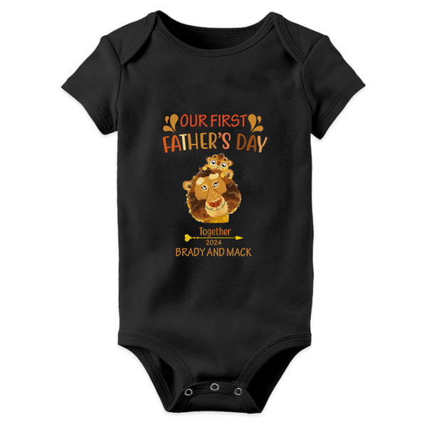 Our First Father's Day New Born Gift For Dad Personalized Custom Baby Onesie