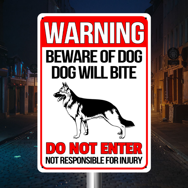 Warning Beware of Dog Will Bite Vintage Sign Personalized Custom Metal Sign