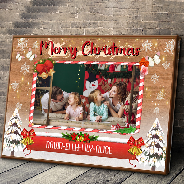 Custom Photo - Merry Christmas Family Joy - Personality Customized Canvas - Gift For Christmas Family