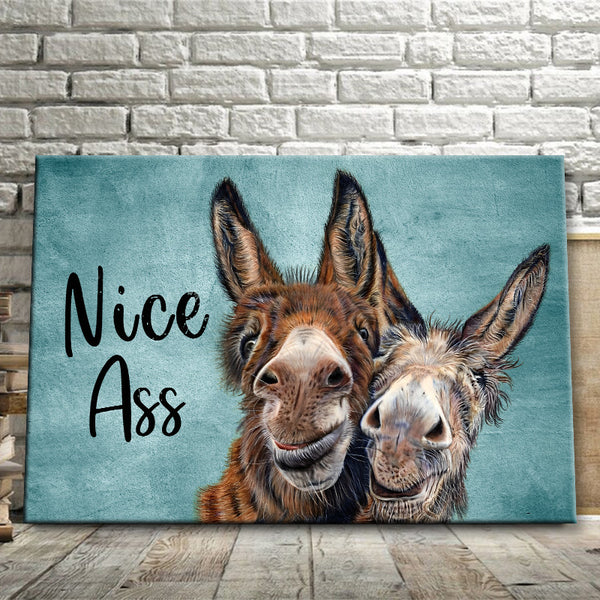 Country Farmhouse Donkey Canvas Print Animal Wall Decoration Bathroom Wall Art For Toilet Bedroom