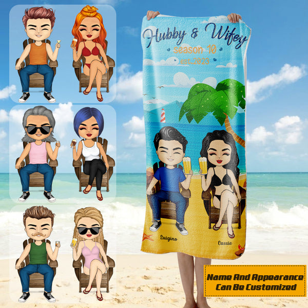 Hubby & Wifey Season - Beach Towel - Gift For Couple Personalized Custom Beach Towel