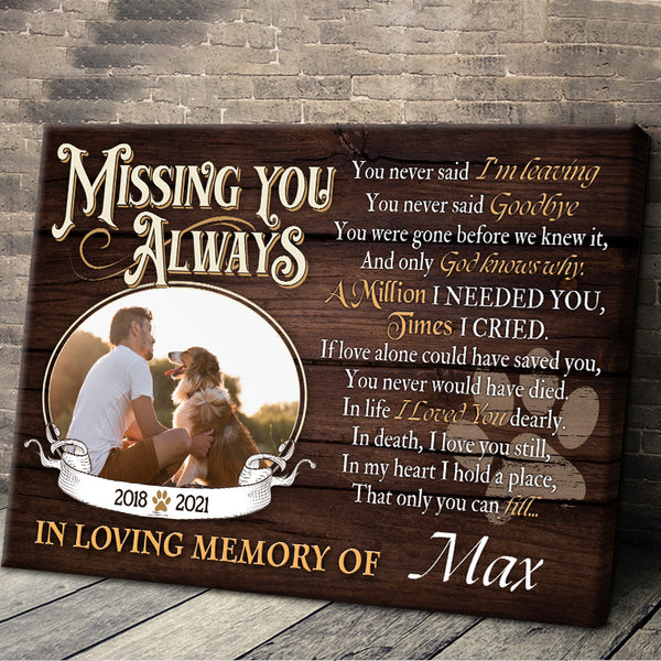 Custom Photo Personalized Canvas Wall Art Pet Lover Gifts, Sympathy Gifts, Dog Memorial If Love Alone Could Have Kept You Here