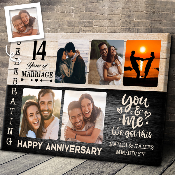 Upload Photo - Happy Anniversary - Personality Customized Canvas - Gift For Couple