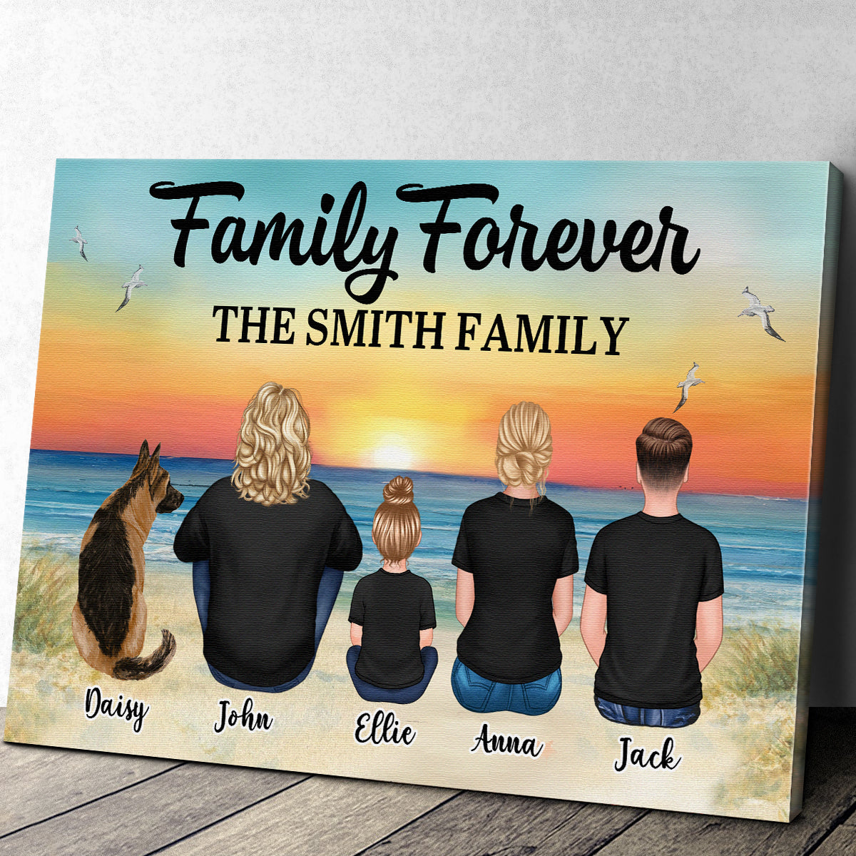 Family Sitting - Personalized Custom Framed Canvas Wall Art - Gift For ...