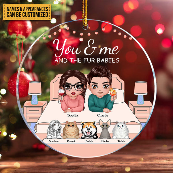 You Me And Fur Babies On Bed Gift For Pet- Personalized Custom Circle Ceramic Ornament