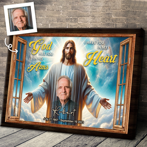 God Has You In His Arms I Have You In My Heart - Memorial Gifts - Personalized Canvas Prints