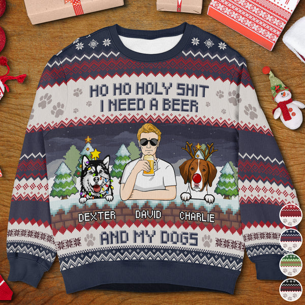 Dog Dad Customized Personalized Ugly Sweater - Christmas Gift For Dog Pet Lover Dog Dad