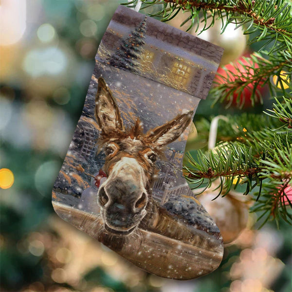 Funny Donkey Hello Sweet Cheeks - Christmas Stocking - Christmas Gifts For Friends Home Decor Suede Stocking
