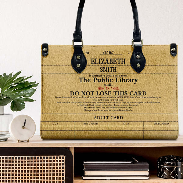 The Public Library Card - Personalized Customized Leather Handbag - Gift For Family Members, Friends, Colleagues