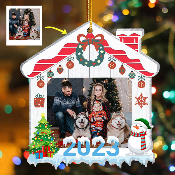 Personalized Acrylic Photo Ornament-Family Beautiful Christmas Town Village View