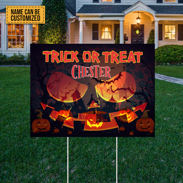 Trick Or Treat Halloween Yard Outdoor Decor Lawn Decor Halloween Personalized Yard Sign
