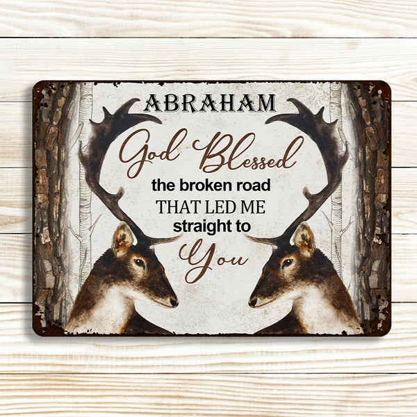 God Blessed The Broken Road - Personalized Custom Metal Sign for Home Wall Decor