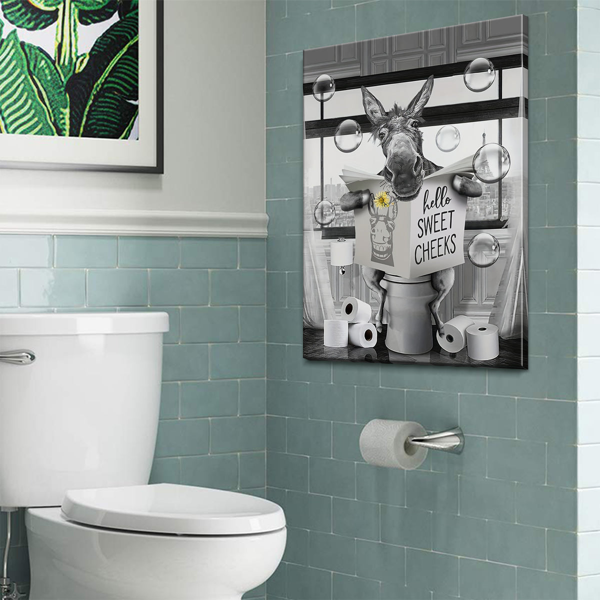 Funny Donkey Pictures Wall Decor Farmhouse Bathroom Decor - Donkey Rea ...