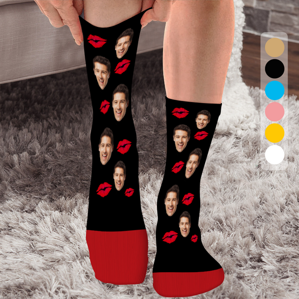 Custom Photo Personalized Custom Socks Gift For Couple Lover Valentine's Day Gift