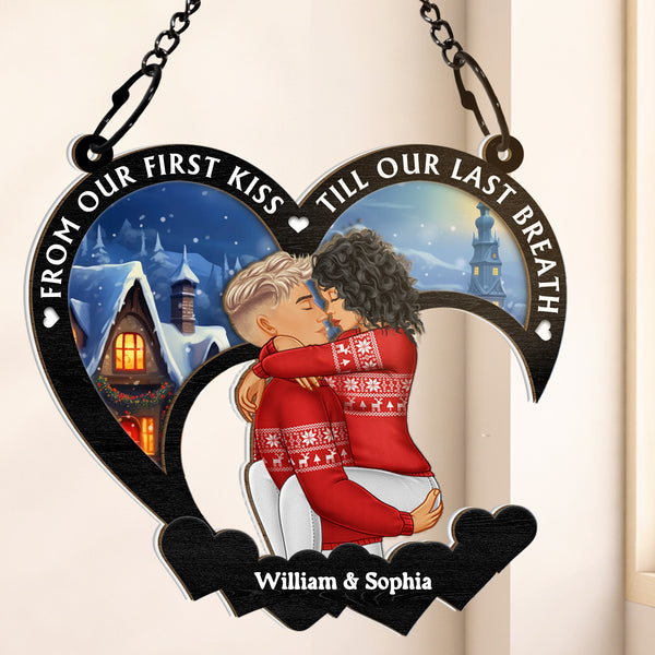 From Our First Kiss - Customized Personalized Window Suncatcher Ornament - Gift For Couple Husband Wife