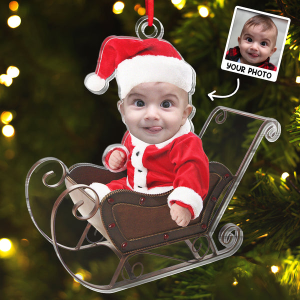 Custom Photo Family Ornament - Personalized Acrylic Ornament - Christmas Gift For Baby Kids, Newborn Baby