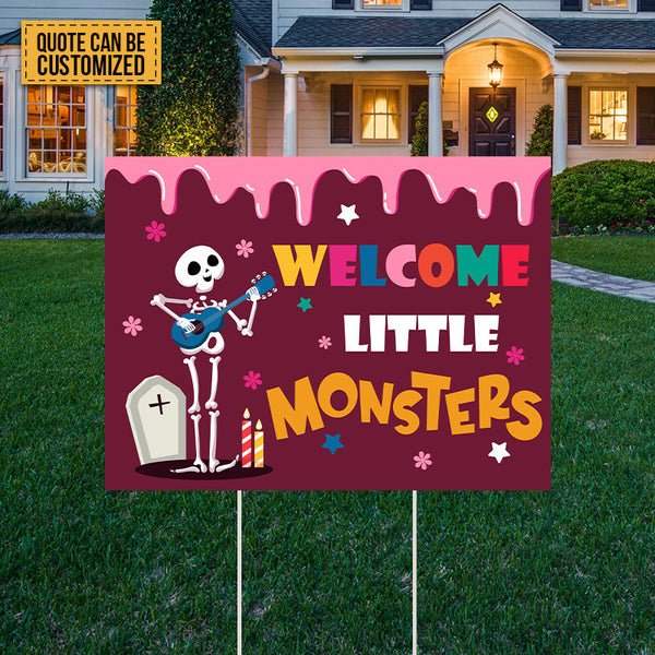 Welcome Little Monsters For Halloween Decorations For Lawn Outdoor Decor Personalized Yard Sign