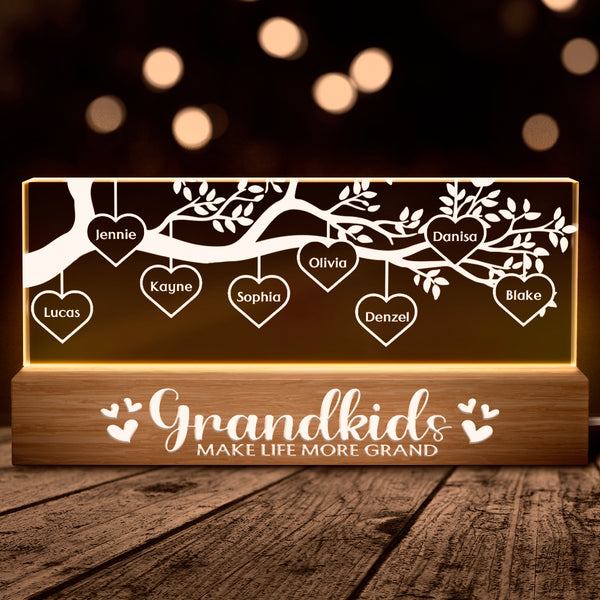 Grandkids Make Life More Grand - Customized Personalized Acrylic LED Night Light - Gift For Grandma, Mom