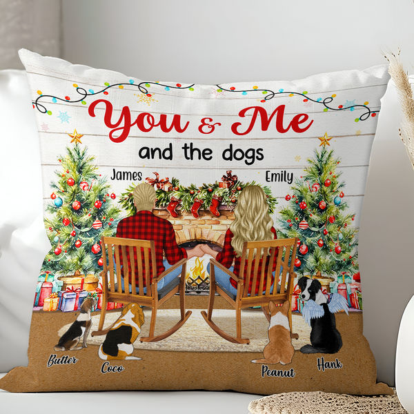 You & Me And The Dog - Customized Personalized Pillow - Christmas Couple Gift For Dog Mom Dog Dad