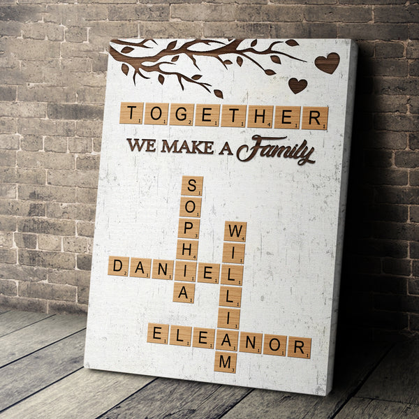 Together We Make A Family Crossword Canvas - Personalized Customized Canvas - Gifts For Family Members